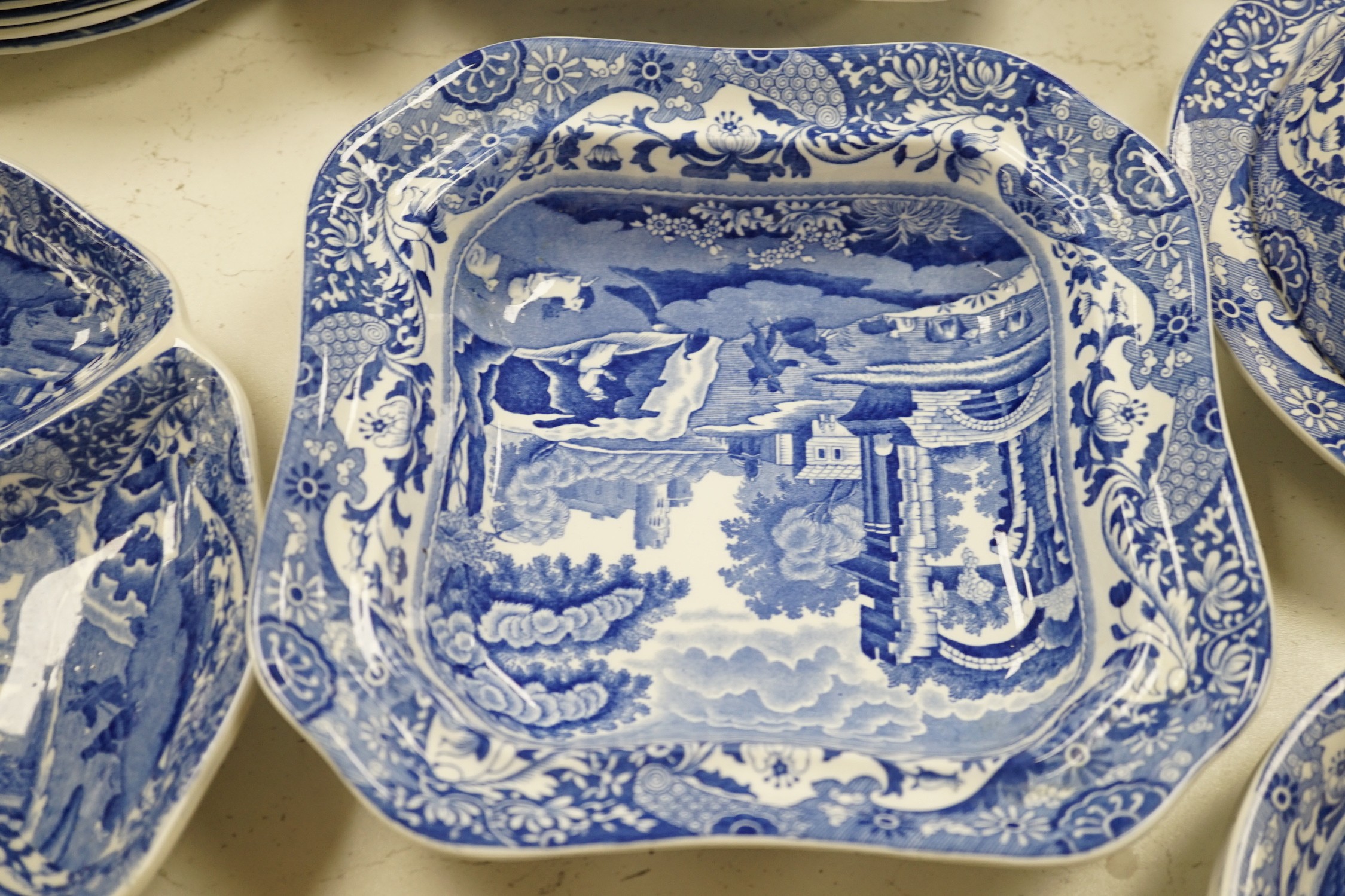 A Copeland Spode Italian part dinner service and an hors d’oeuvre dish